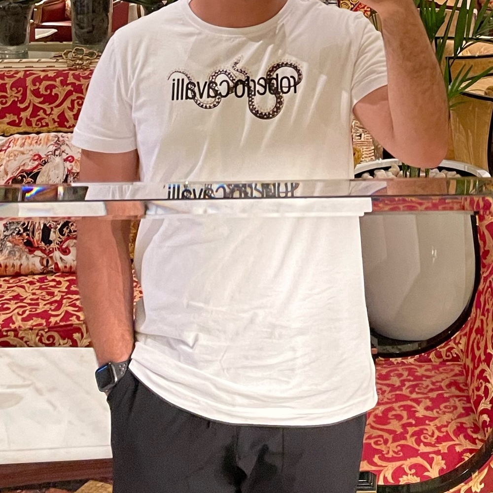 Roberto Cavalli white t-shirt XL runs 2 sizer smaller